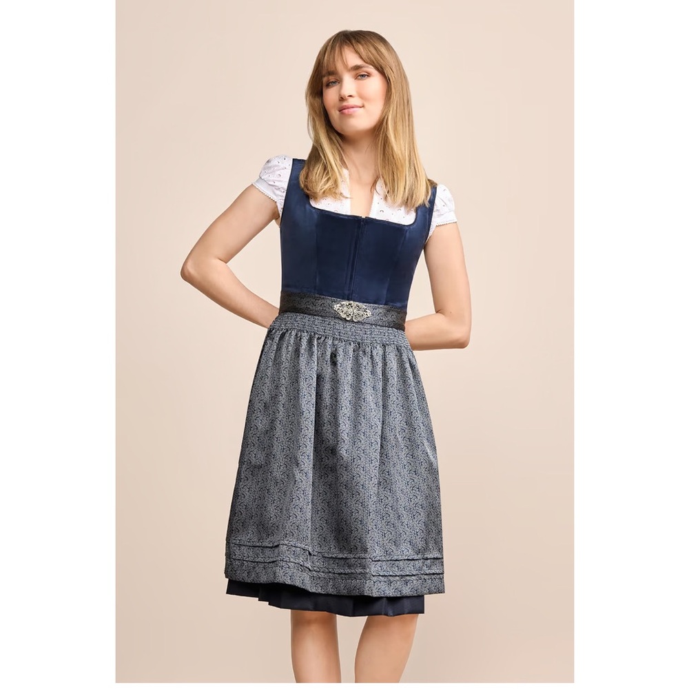 NWT German Dirndl Kruger Brand Aurela Style in Navy, Size 38
